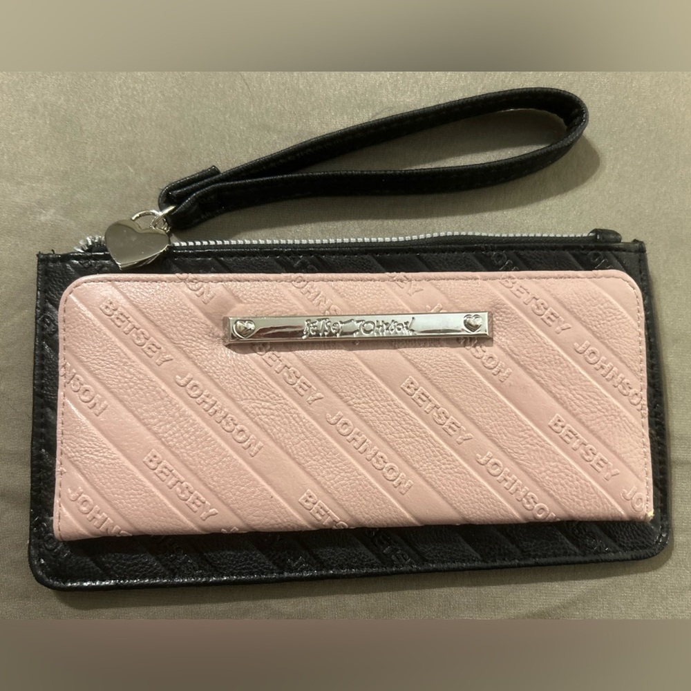 Betsey Johnson Slim Wristlet Diagonal Embossed